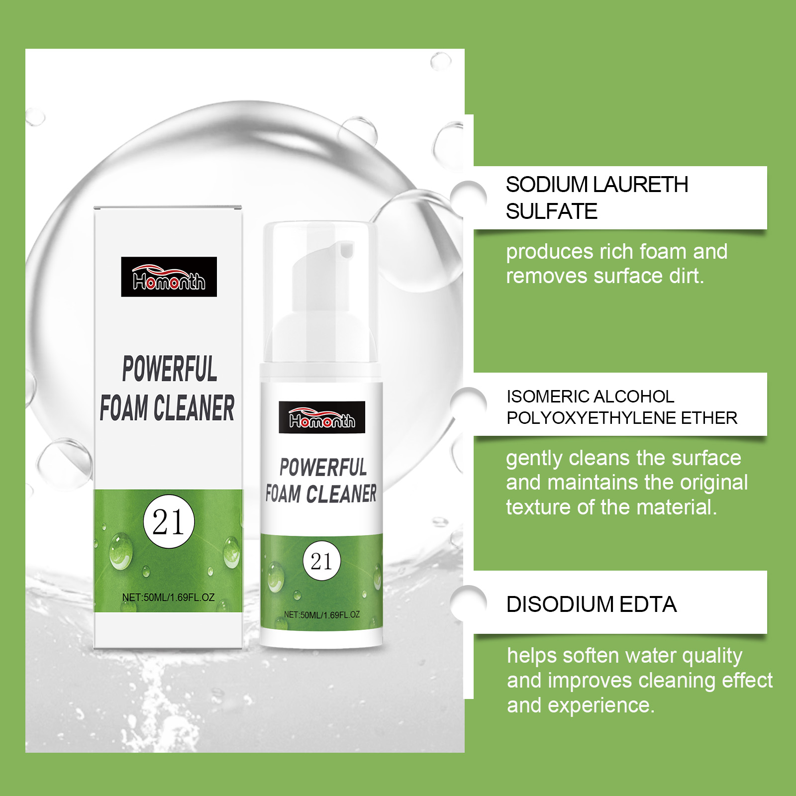 HOMONTH Car Powerful Foam Clea - Rubber Cleaner Foam のレビューと価格